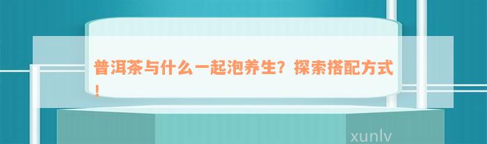 普洱茶与什么一起泡养生？探索搭配方法！